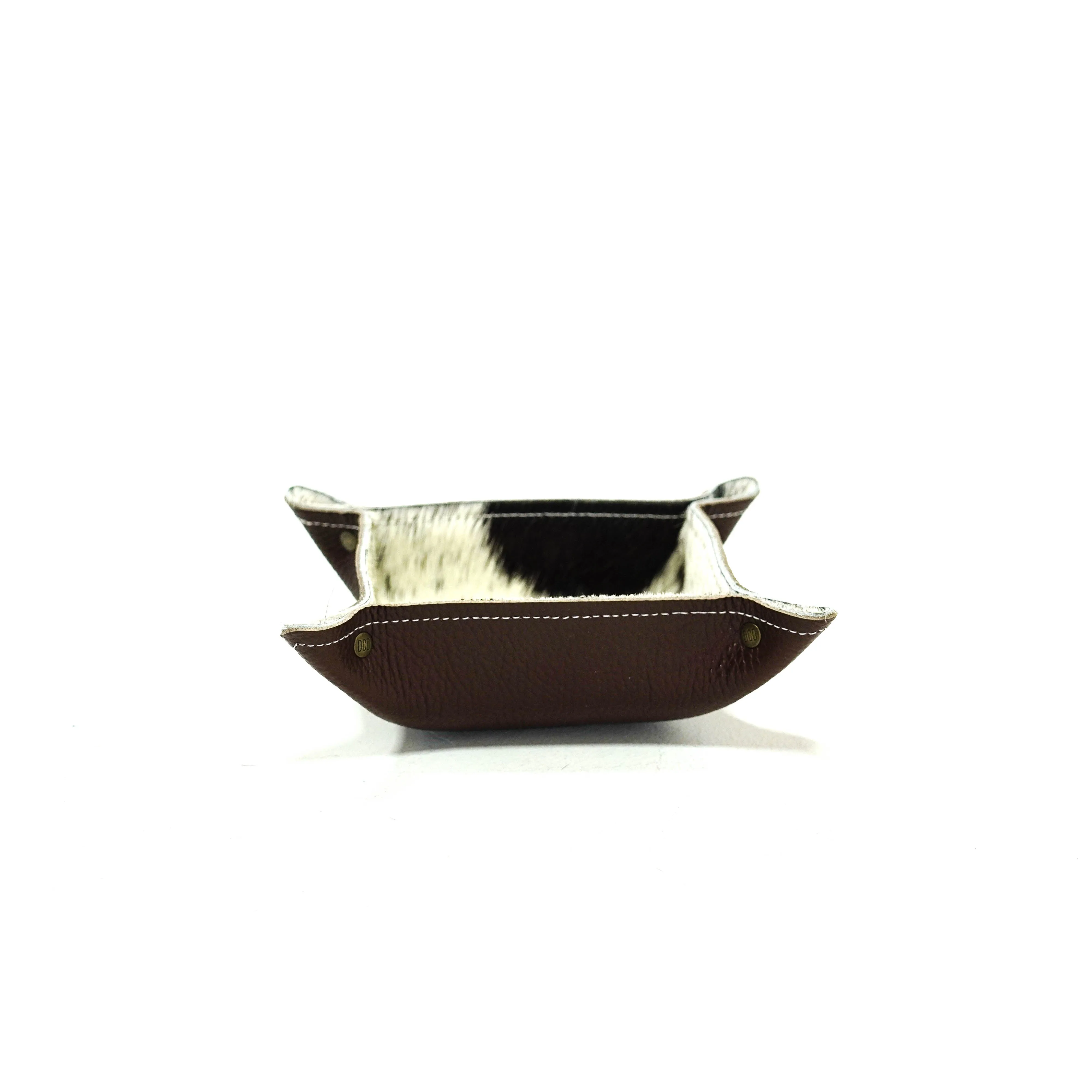 Mini Tray - Pebbled Chocolate Leather w/ Black & White