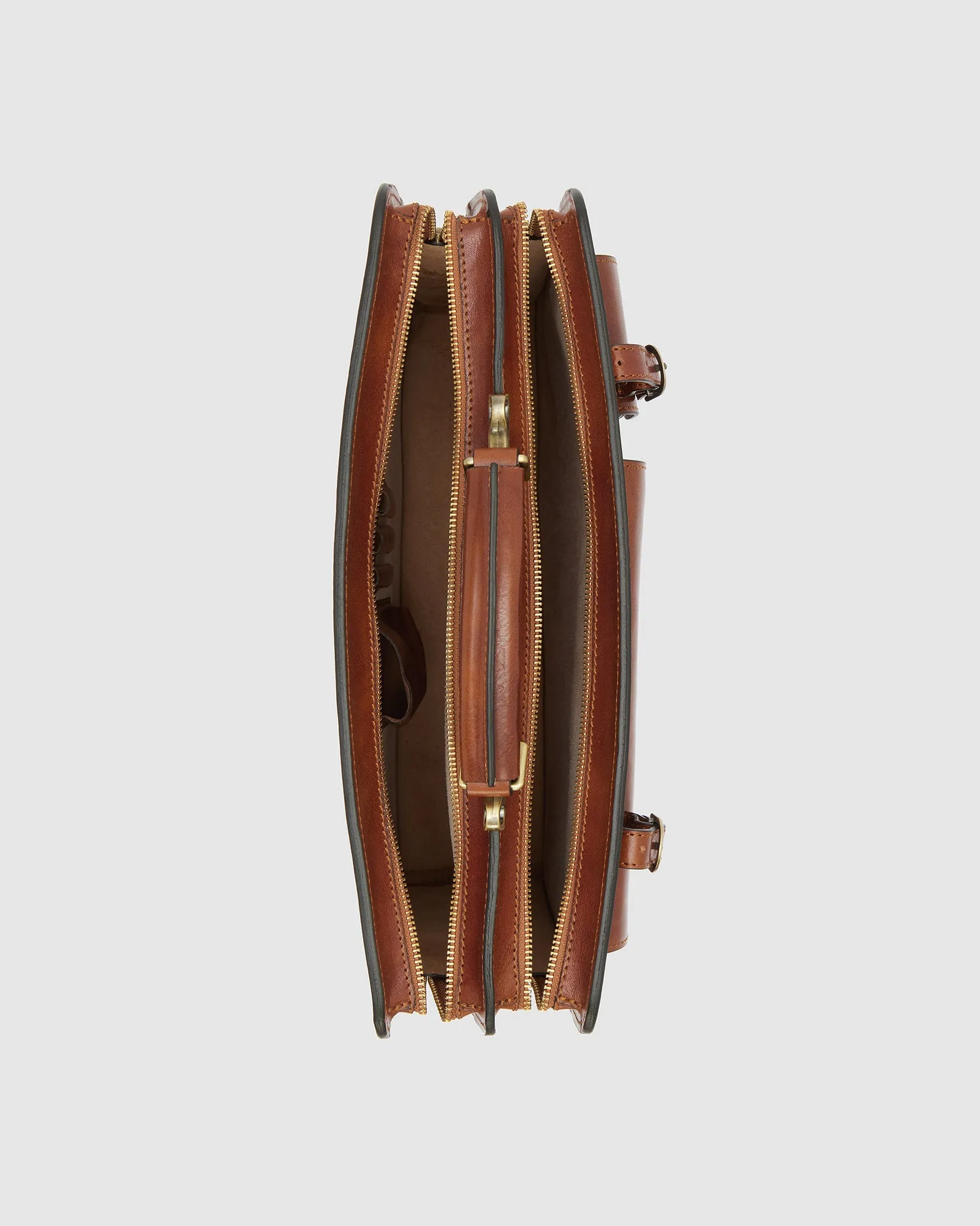 Munich Tan - Leather Briefcase Double Compartments