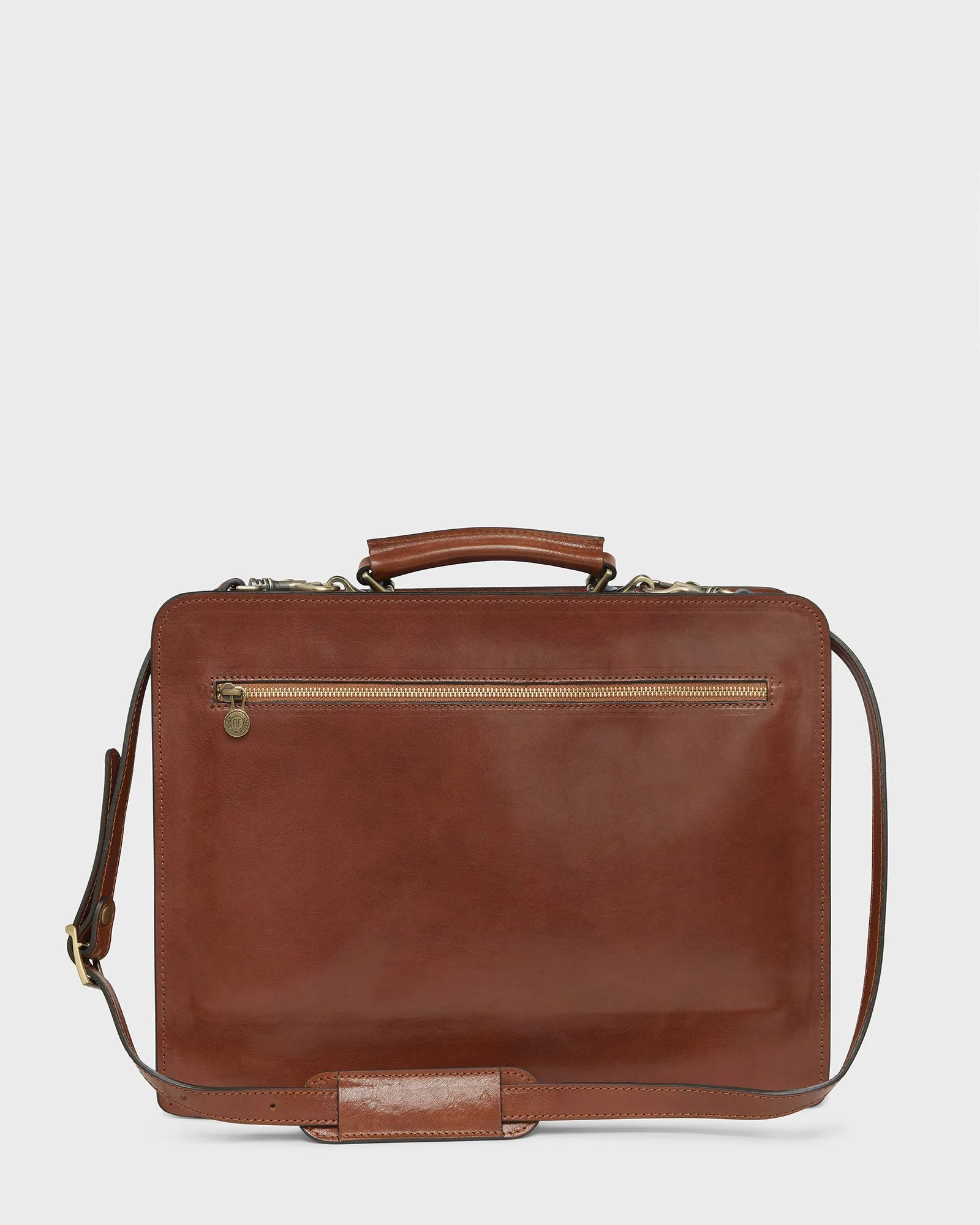 Munich Tan - Leather Briefcase Double Compartments