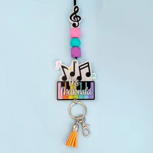 Music Printed Shape Acrylic Lanyard