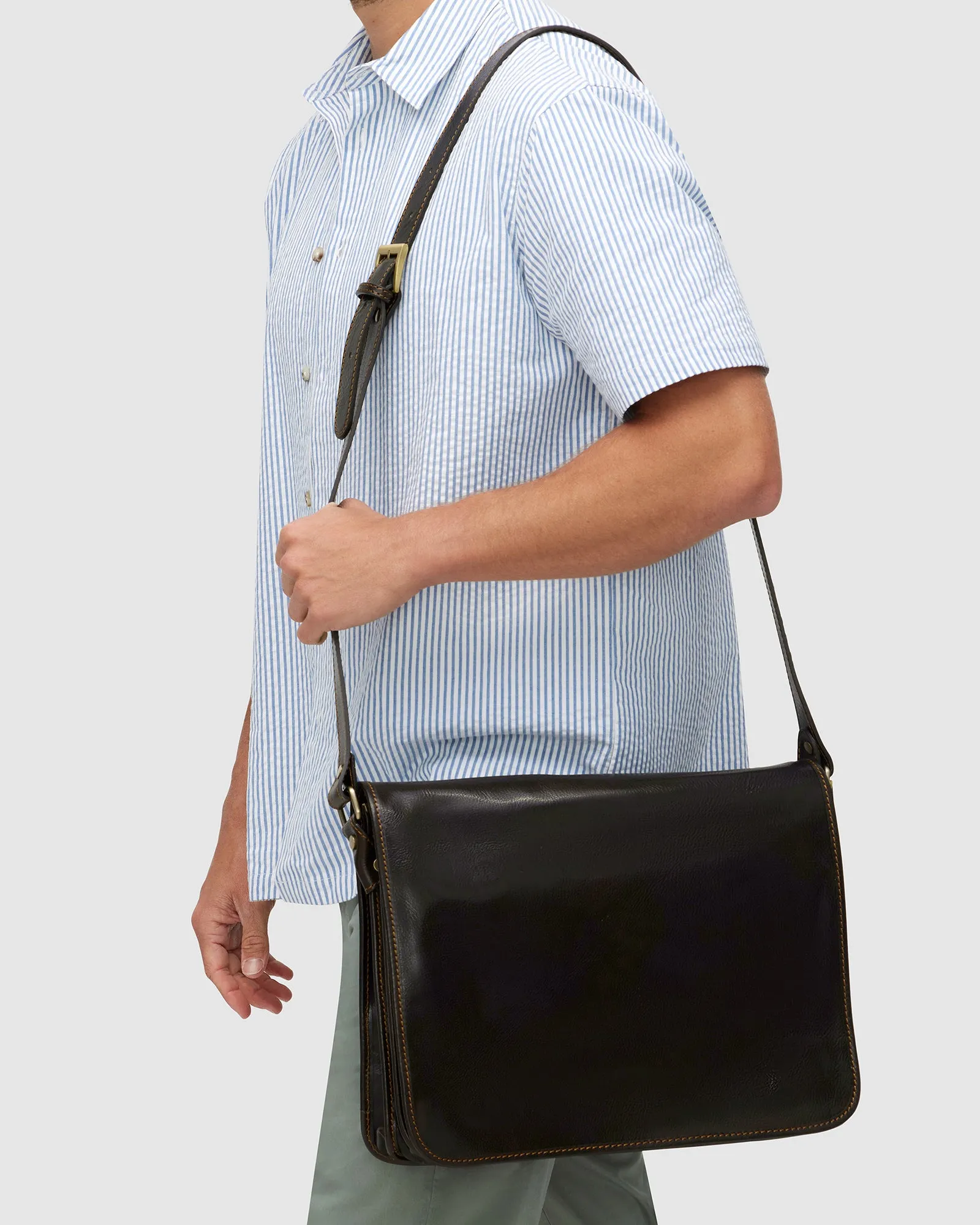 Nero Chocolate - Leather Messenger Double Compartment