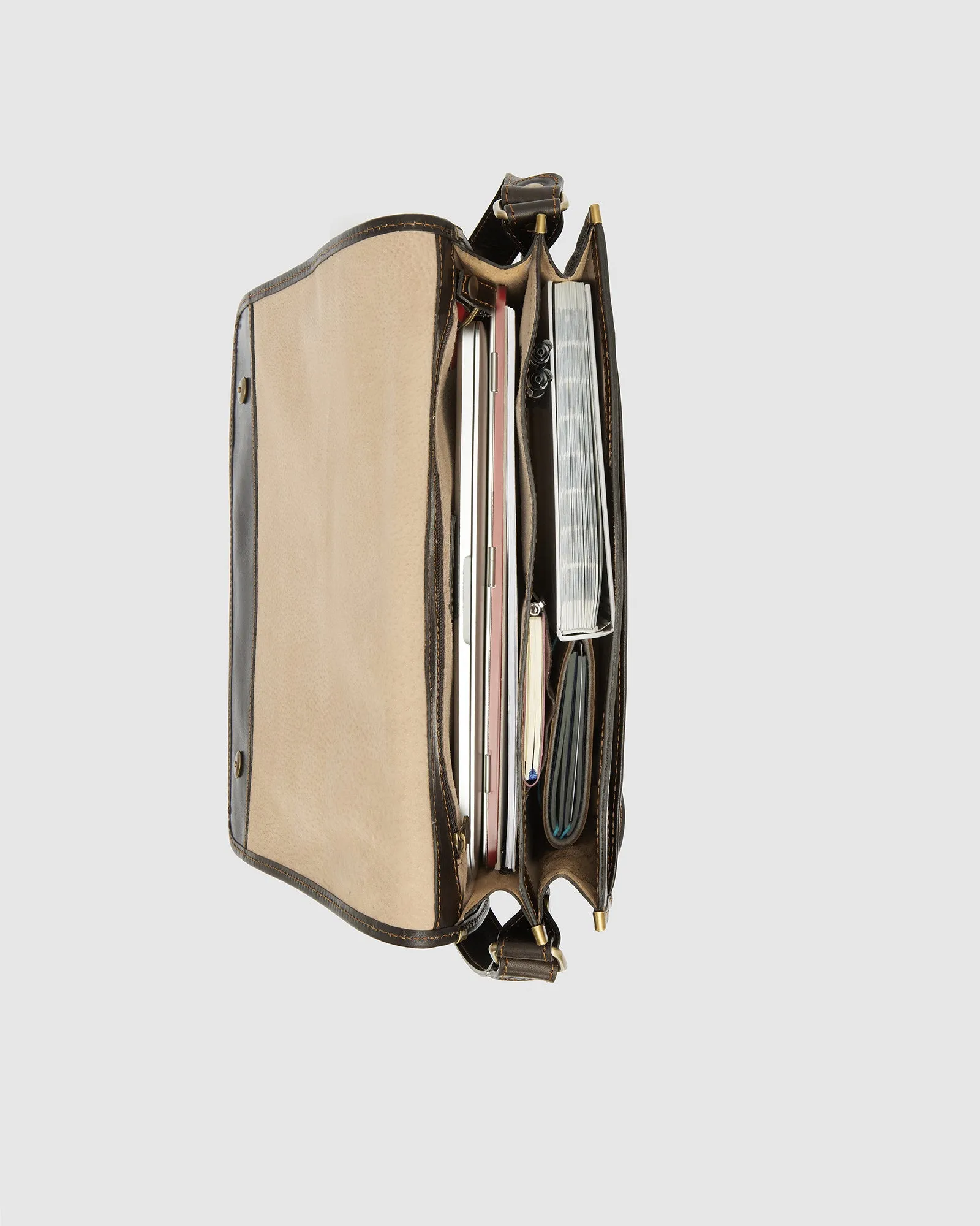 Nero Chocolate - Leather Messenger Double Compartment