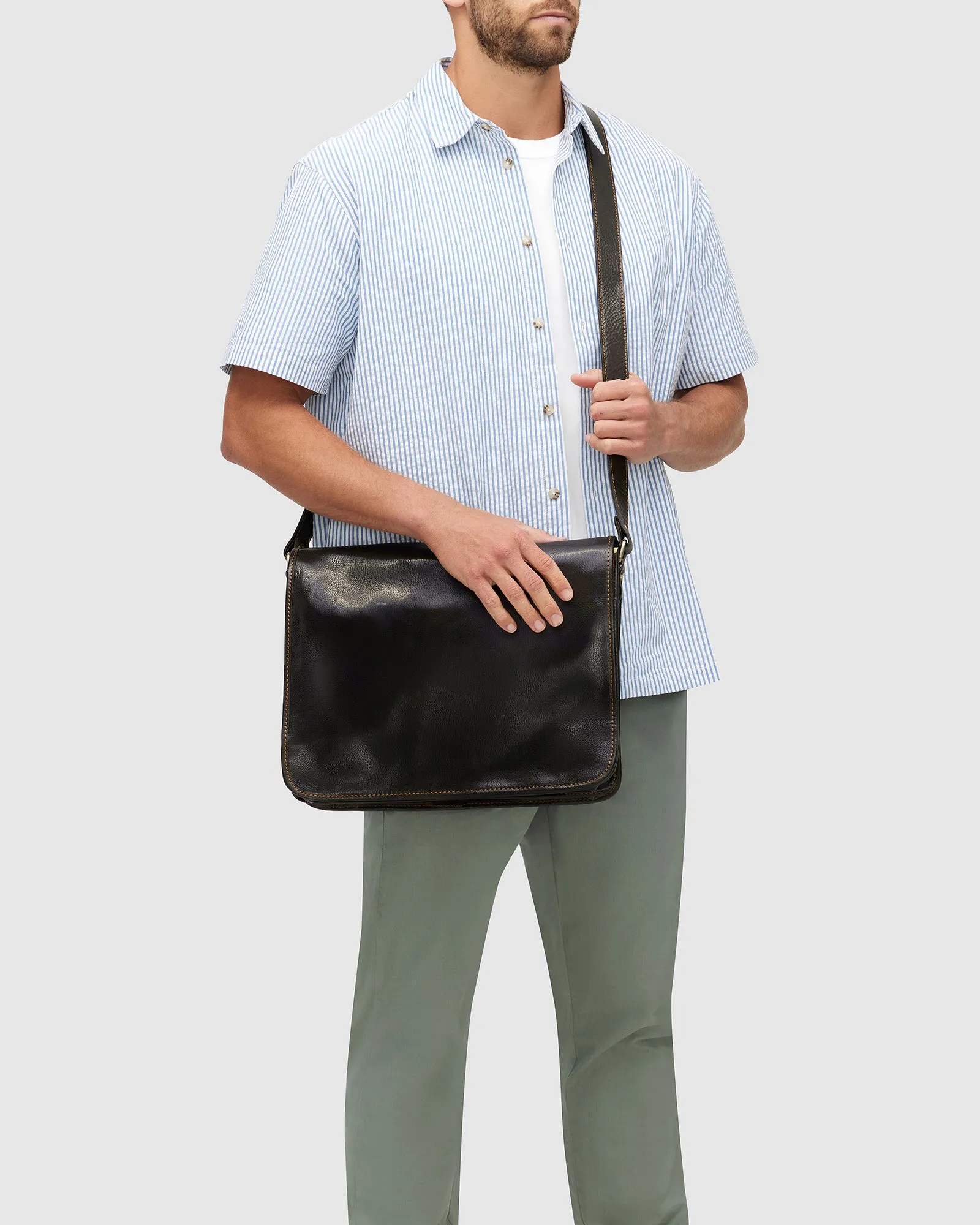 Nero Chocolate - Leather Messenger Double Compartment