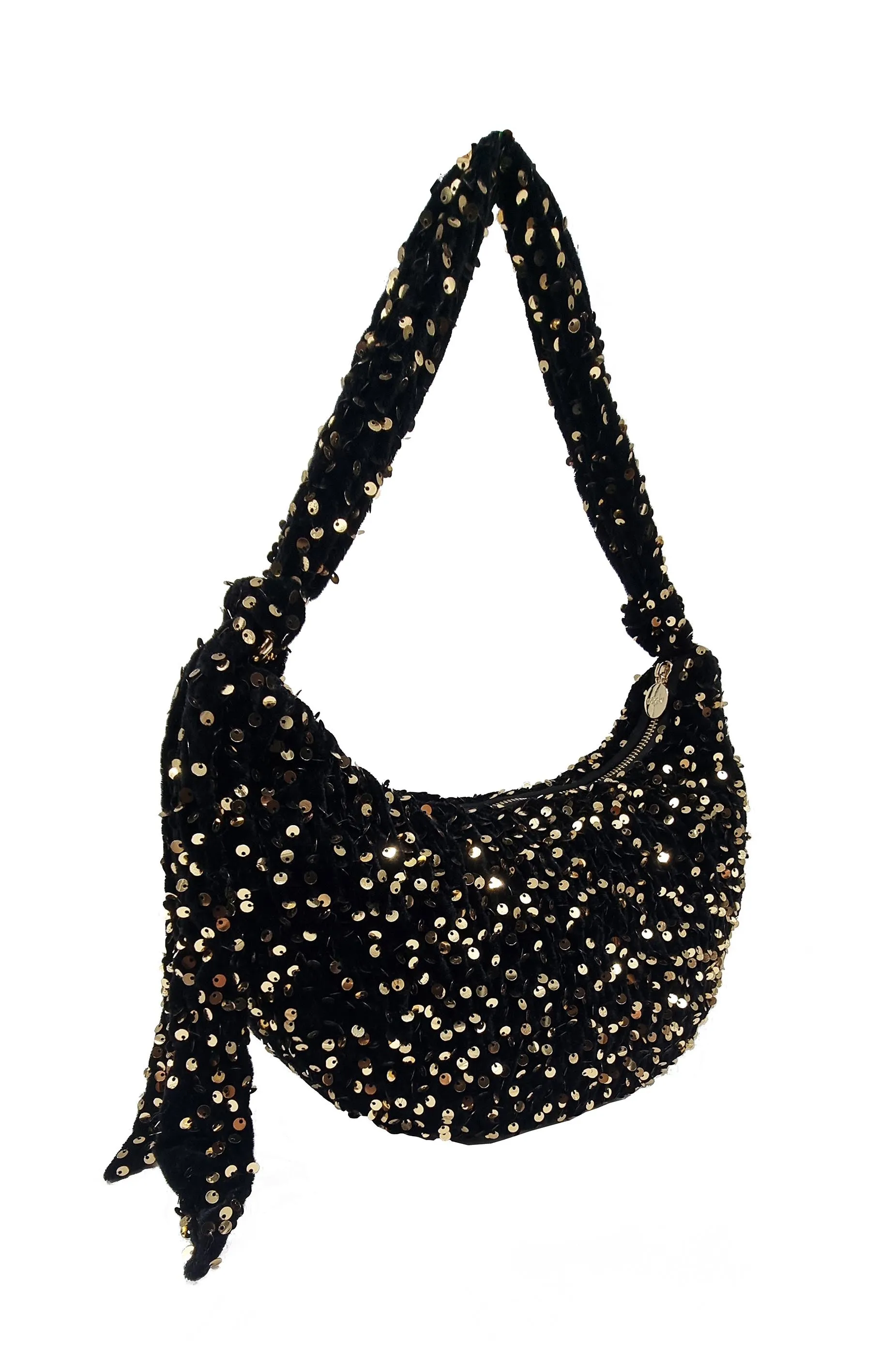 NESSA HALF MOON SEQUIN BAG GOLD