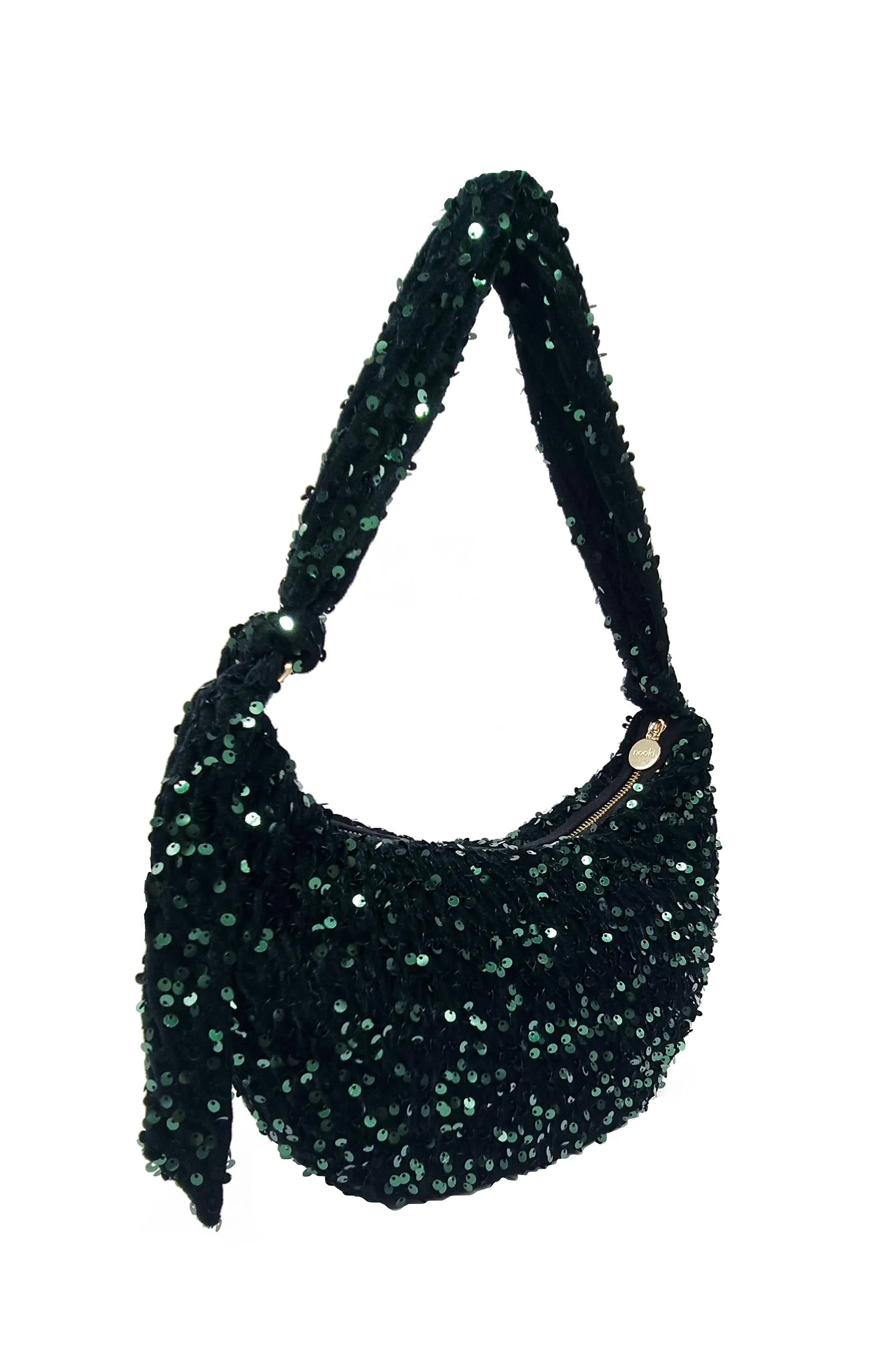 NESSA HALF MOON SEQUIN BAG IN GREEN