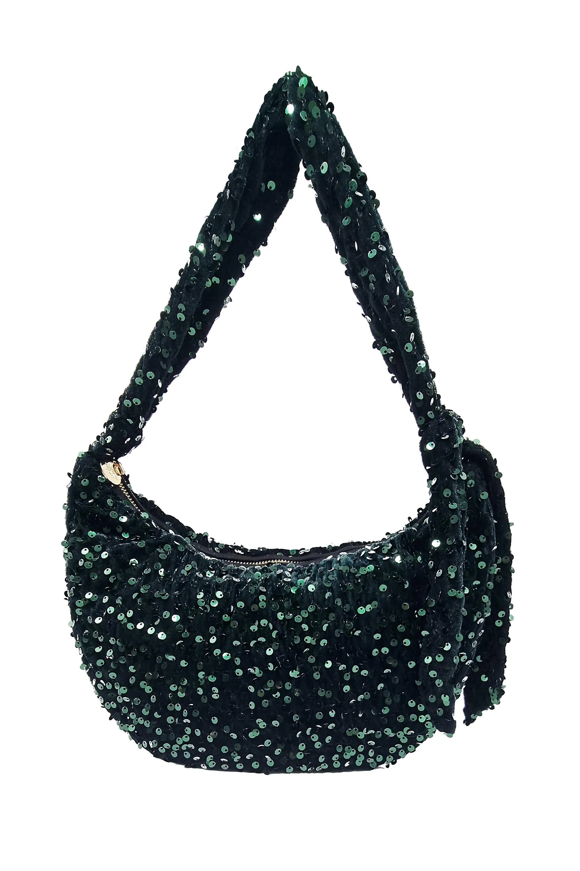 NESSA HALF MOON SEQUIN BAG IN GREEN