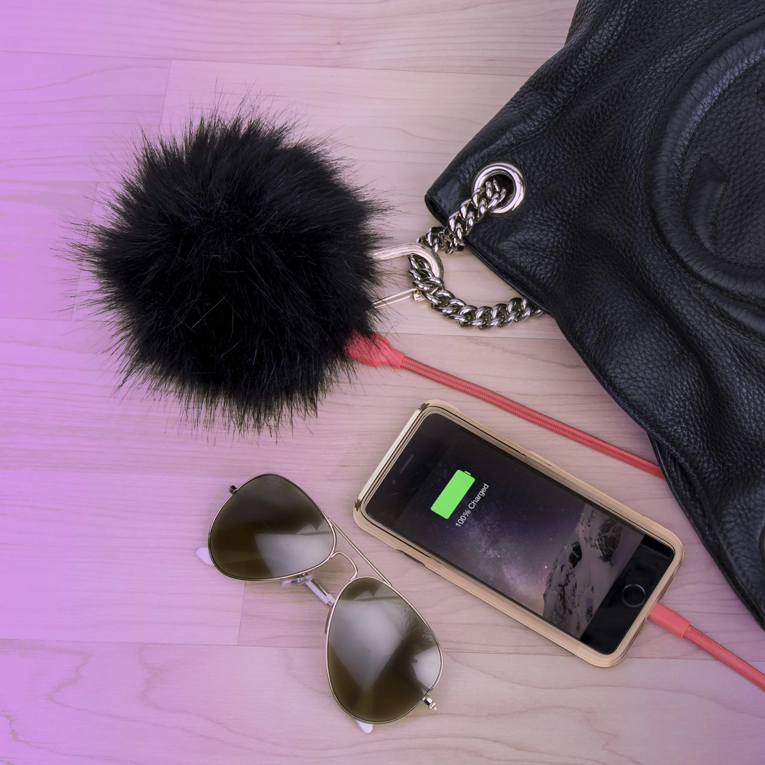 New BUQU Power Poof Portable Charger 2500mAh Cute and Fashionable Power Bank Universal Phone Battery Charger, Black! Retails $44US 