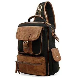 OCT17 Men Chest Shoulder Sling Backpack Cross body Canvas Messenger Outdoor Travel Daypack