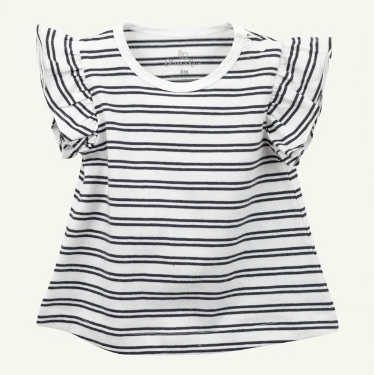 Oliver & Rain Striped Flutter Sleeve Top