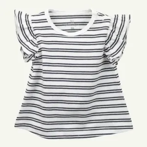 Oliver & Rain Striped Flutter Sleeve Top