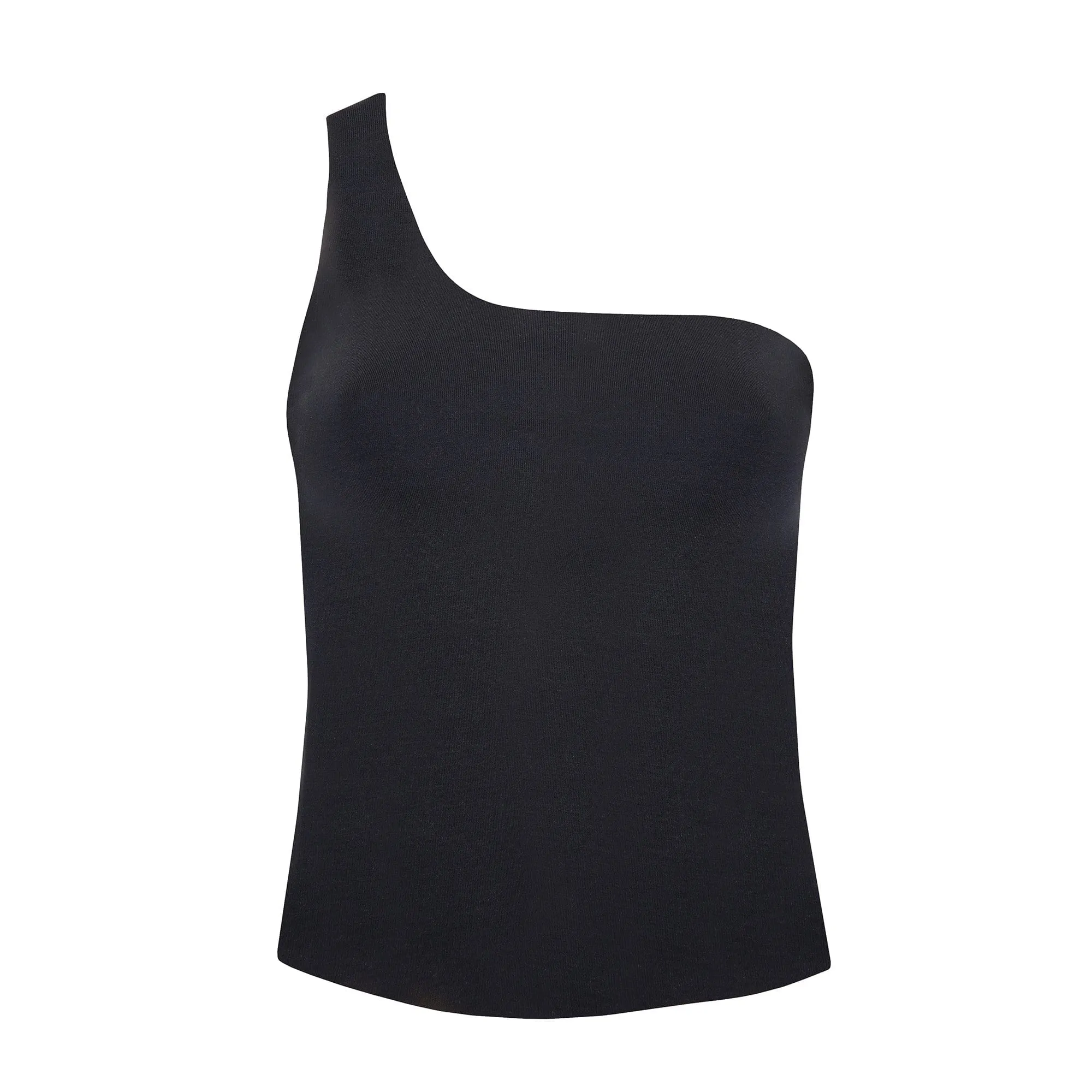 Organic Cotton One Shoulder Top | Black