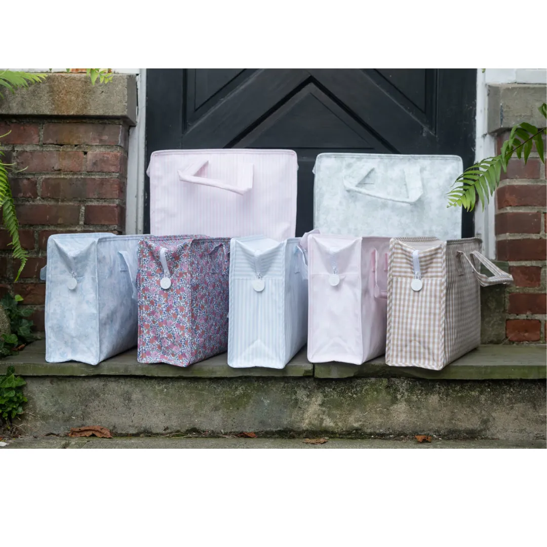 Personalized Nylon Pink Stripes Overnight Tote