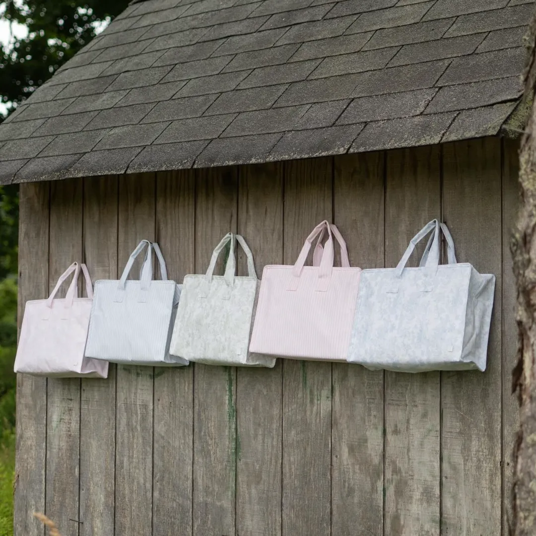 Personalized Nylon Pink Stripes Overnight Tote