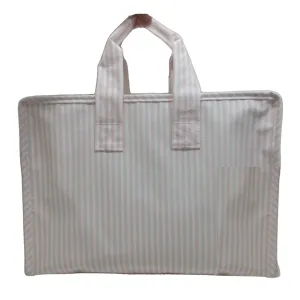 Personalized Nylon Pink Stripes Overnight Tote