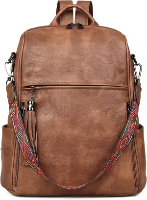 PU Leather Travel Backpack for Women, Designer Fashion Shoulder Bag with Tassel