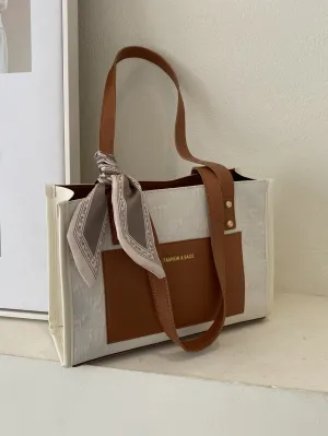 Random Twilly Scarf Decor Square Bag - Brown- FD ⚡