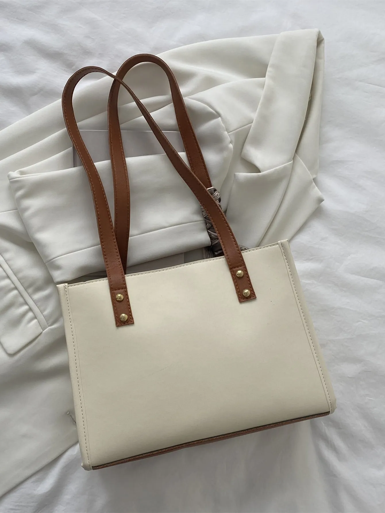 Random Twilly Scarf Decor Square Bag - Brown- FD ⚡