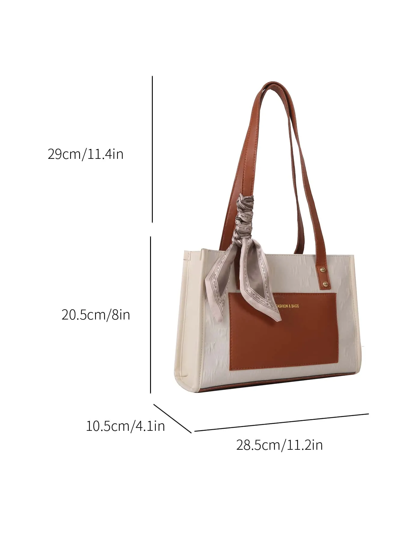 Random Twilly Scarf Decor Square Bag - Brown- FD ⚡