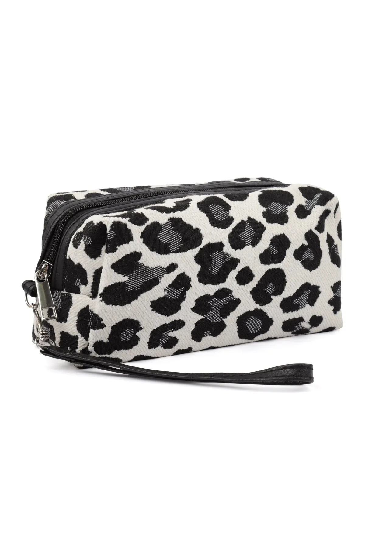 RECTANGULAR LEOPARD PRINT COSMETIC POUCH