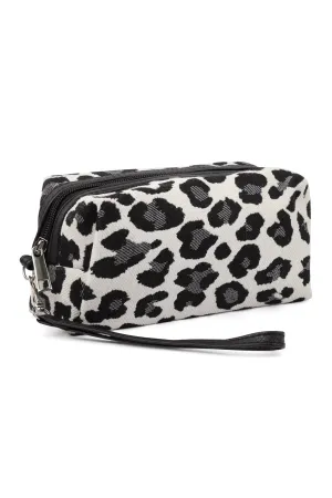 RECTANGULAR LEOPARD PRINT COSMETIC POUCH