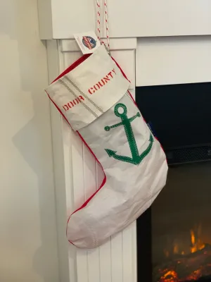 Recycled Sail Door County Stocking
