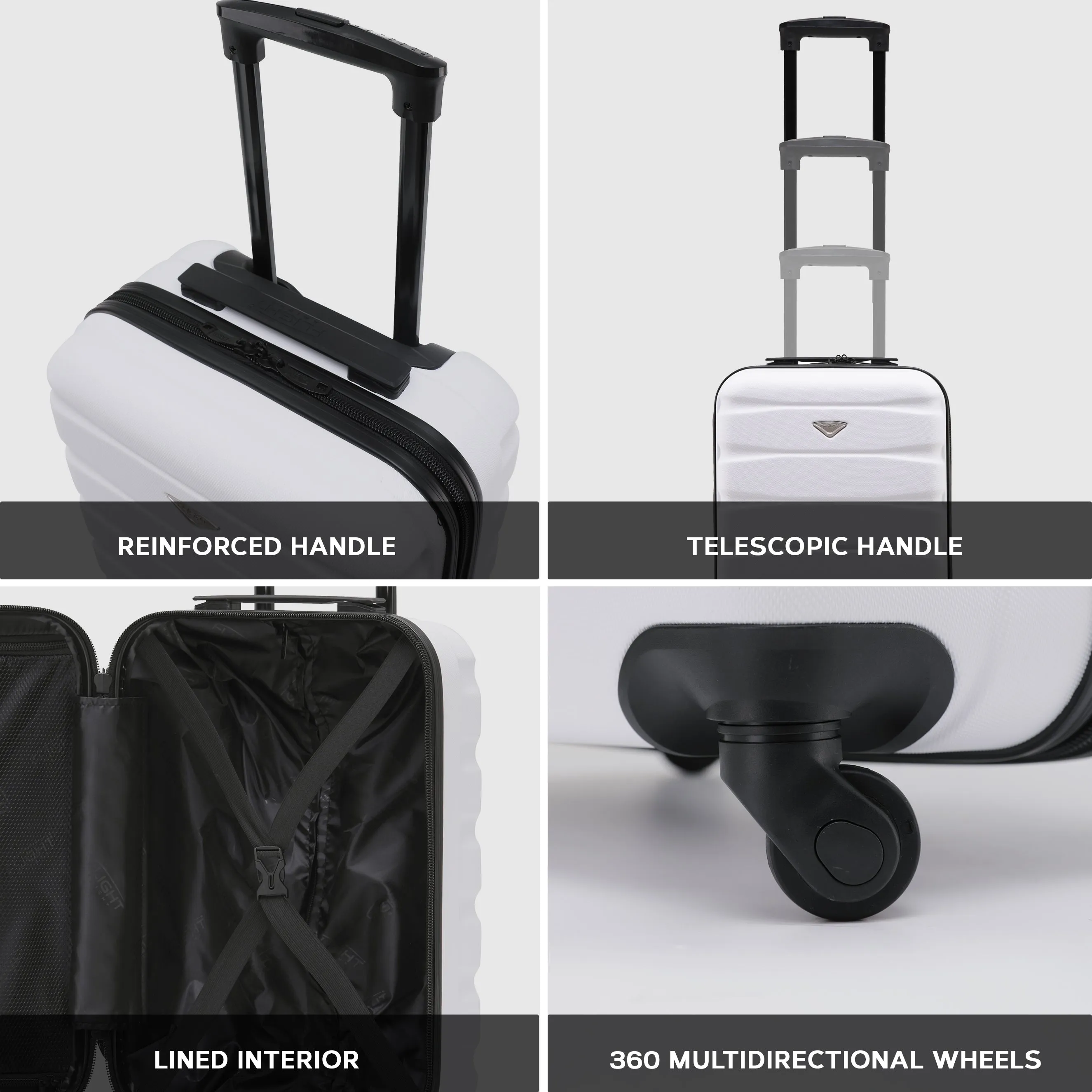 SAFIR Upgraded - 55x35x20cm 4 Wheel ABS Hard Case Suitcases Cabin & Hold Luggagee