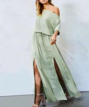 Sage Off The Shoulder Maxi Dress