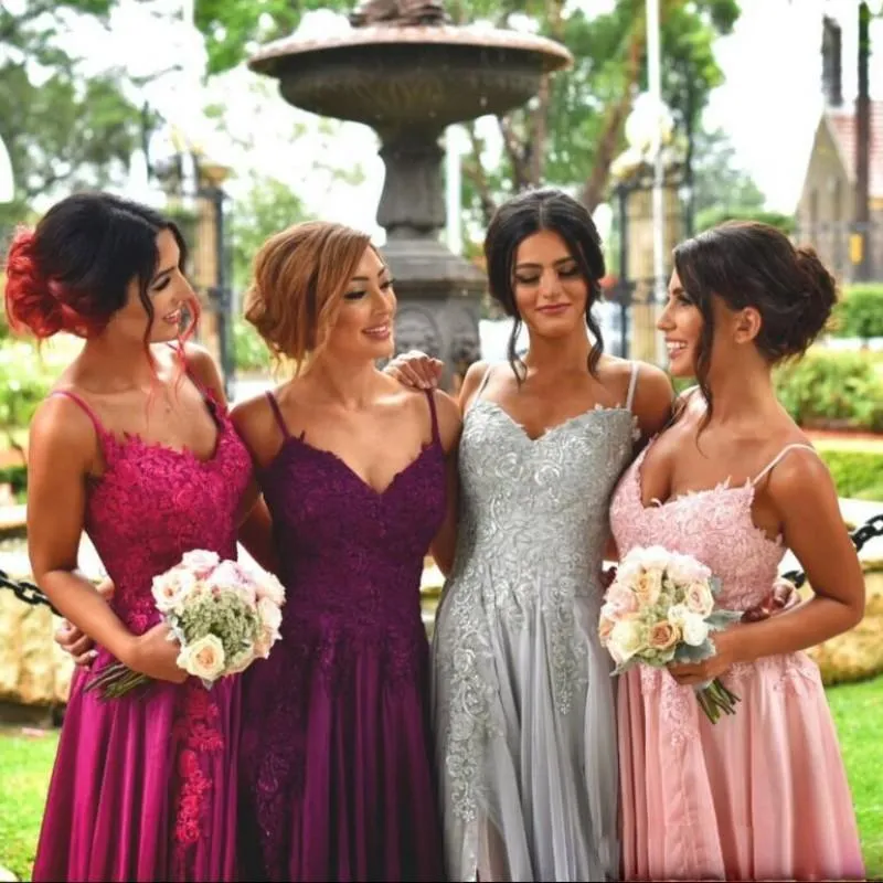 Sexy Colorful Pretty Fashion Spaghetti Straps Long Bridesmaid Dresses WG310