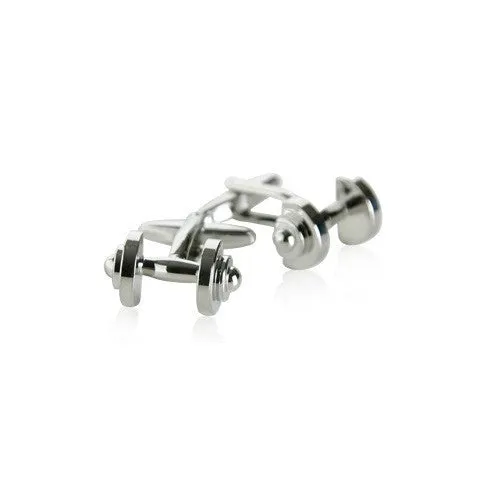 Silver Dumbbell Gym Cufflinks