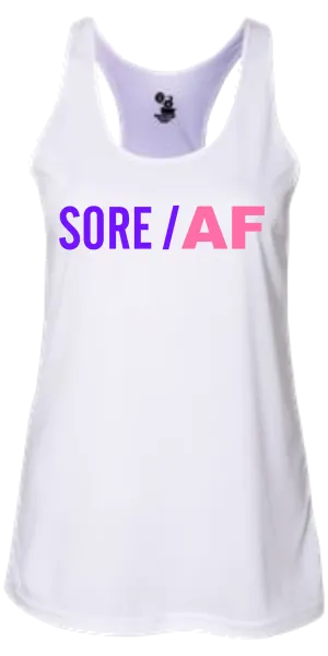 Sore/ AF Tee Shirt White Racerback Pink and Purple