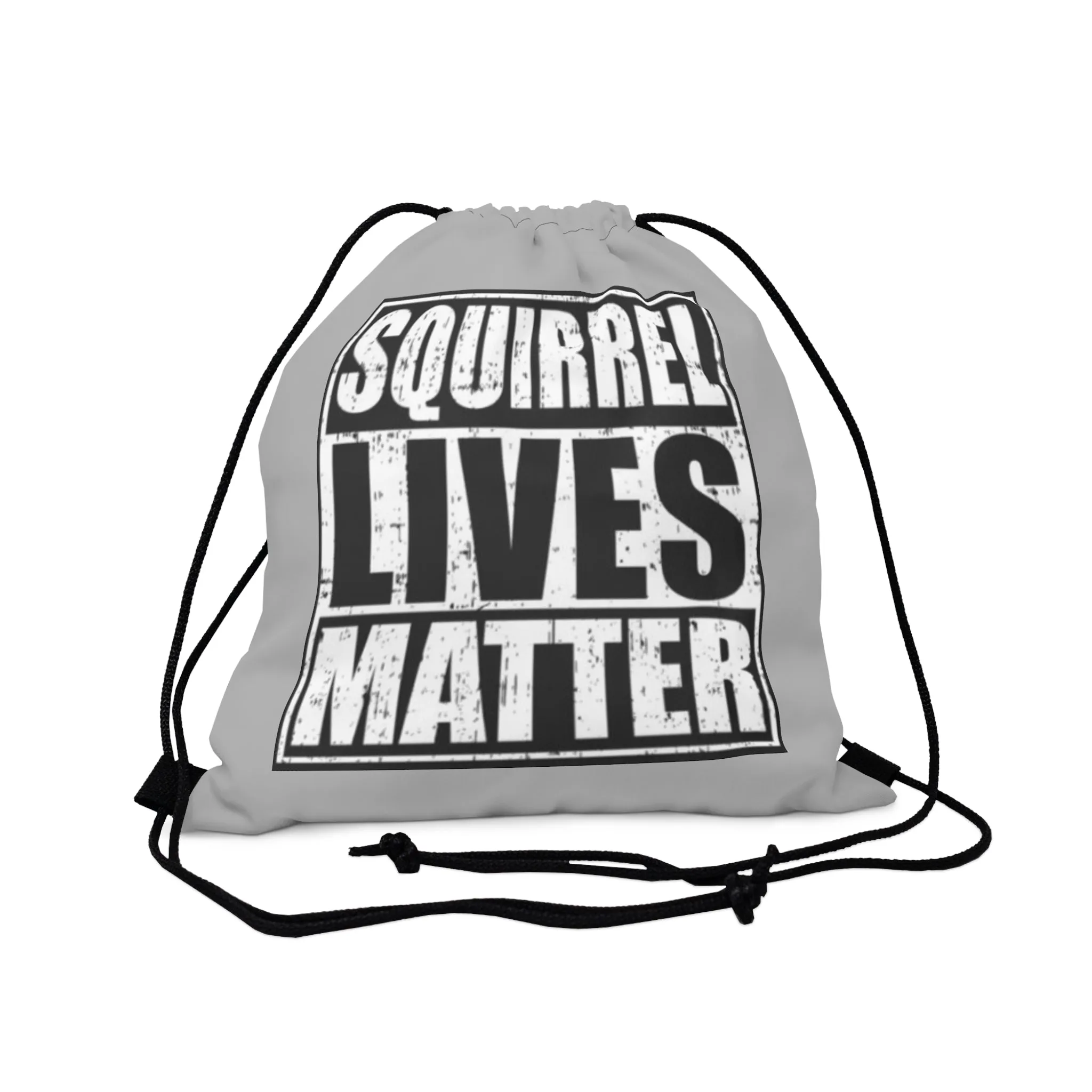 Squirrel Lives Matter Outdoor Drawstring Bag (Grey)