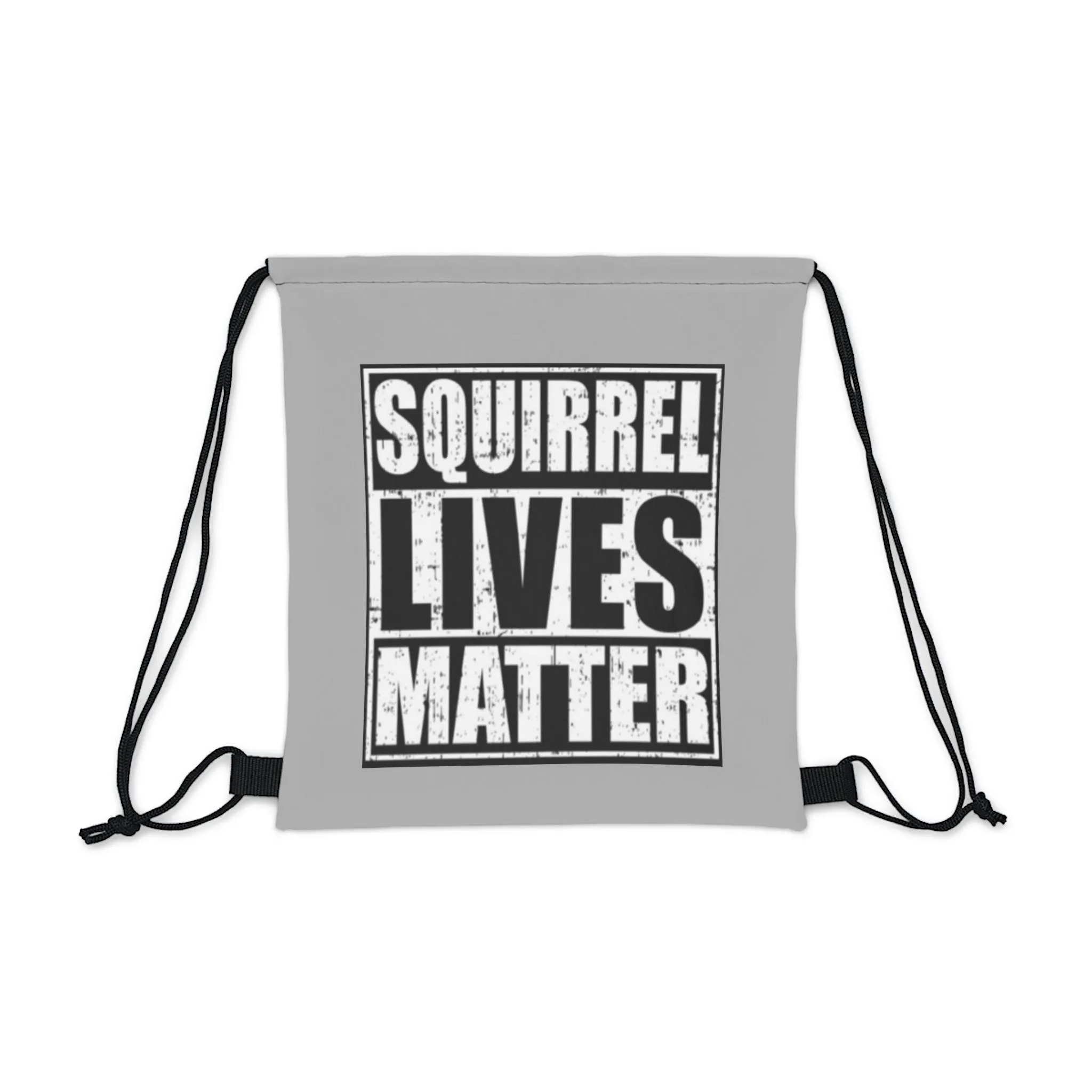 Squirrel Lives Matter Outdoor Drawstring Bag (Grey)