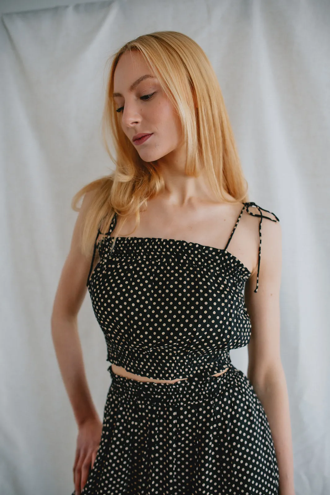 The Kelvin Tank by Saltwater Luxe - Black Polka Dot