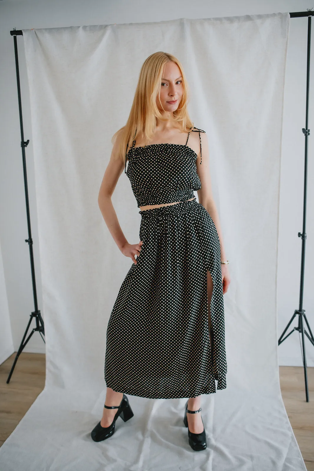 The Kelvin Tank by Saltwater Luxe - Black Polka Dot