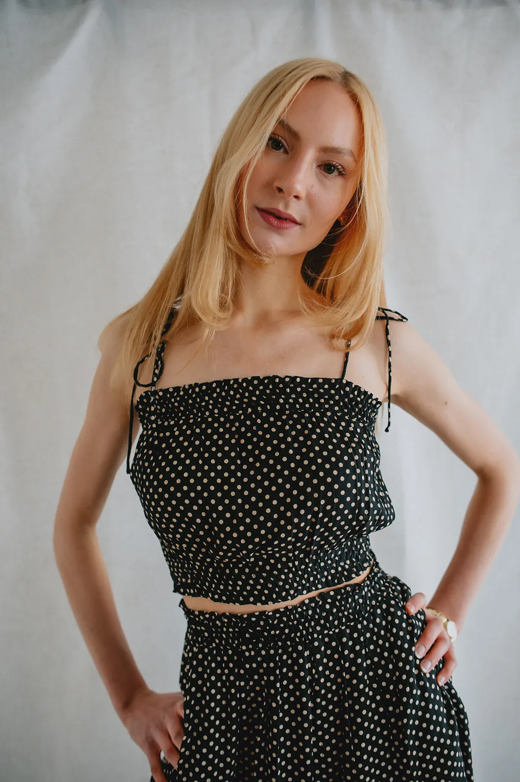 The Kelvin Tank by Saltwater Luxe - Black Polka Dot