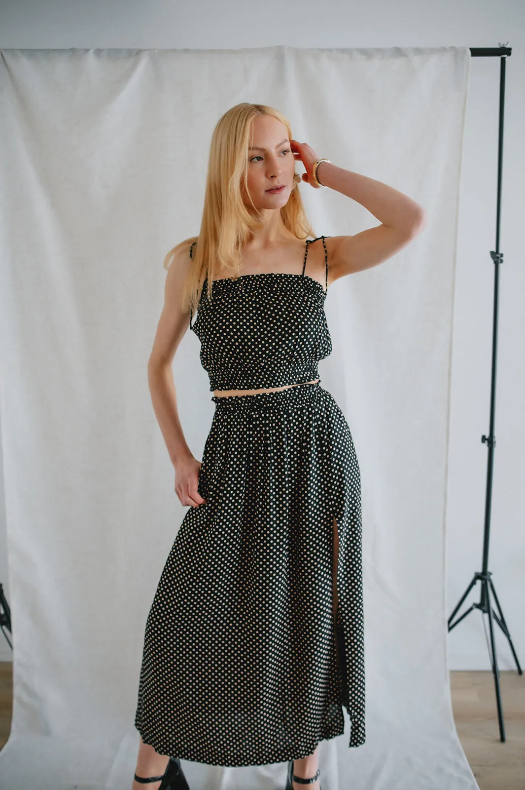 The Kelvin Tank by Saltwater Luxe - Black Polka Dot