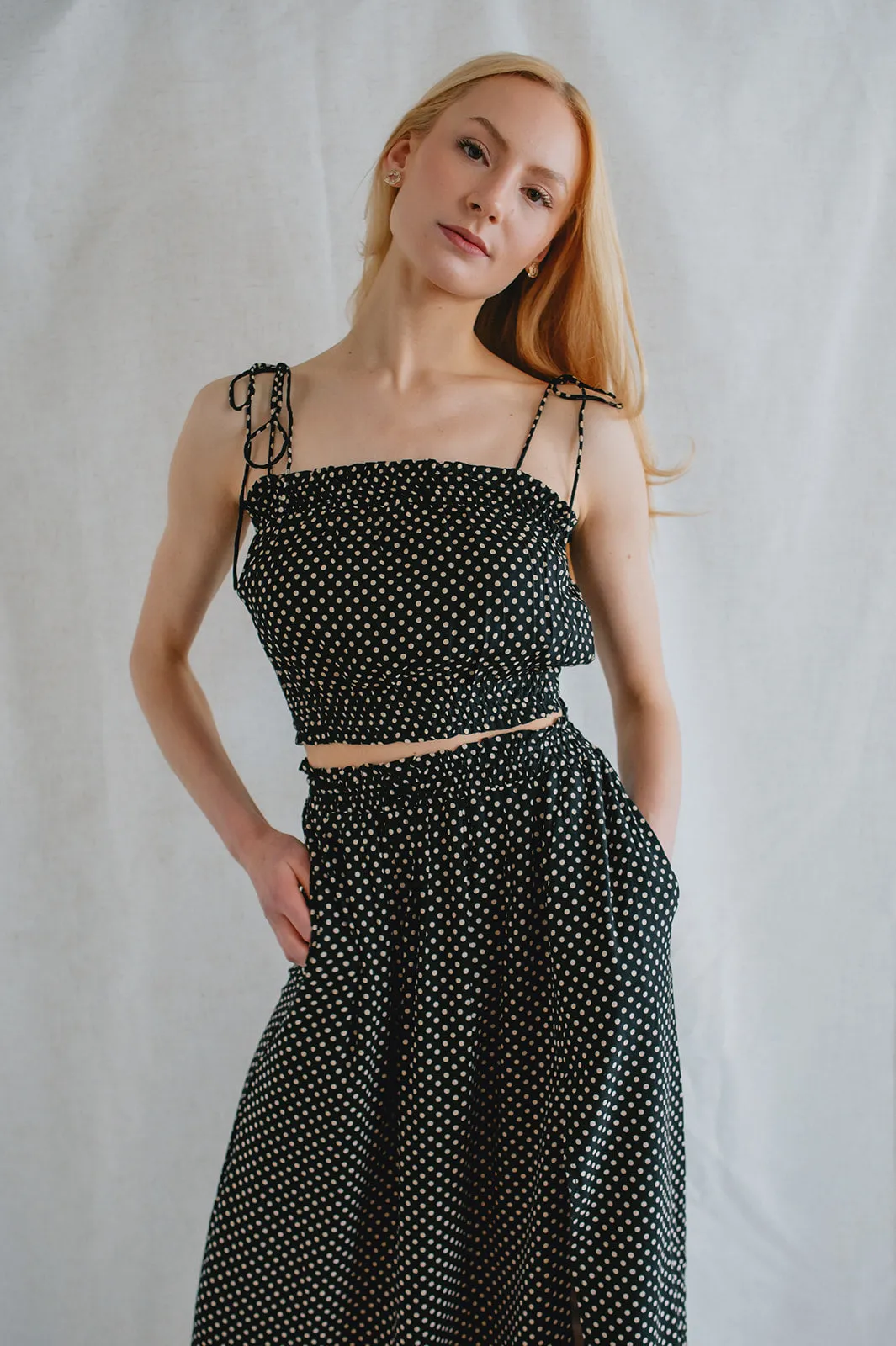 The Kelvin Tank by Saltwater Luxe - Black Polka Dot