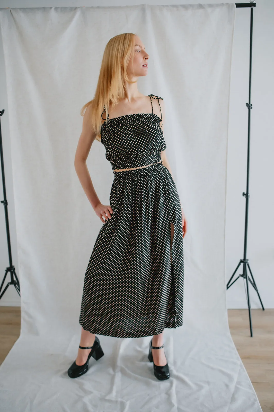 The Kelvin Tank by Saltwater Luxe - Black Polka Dot