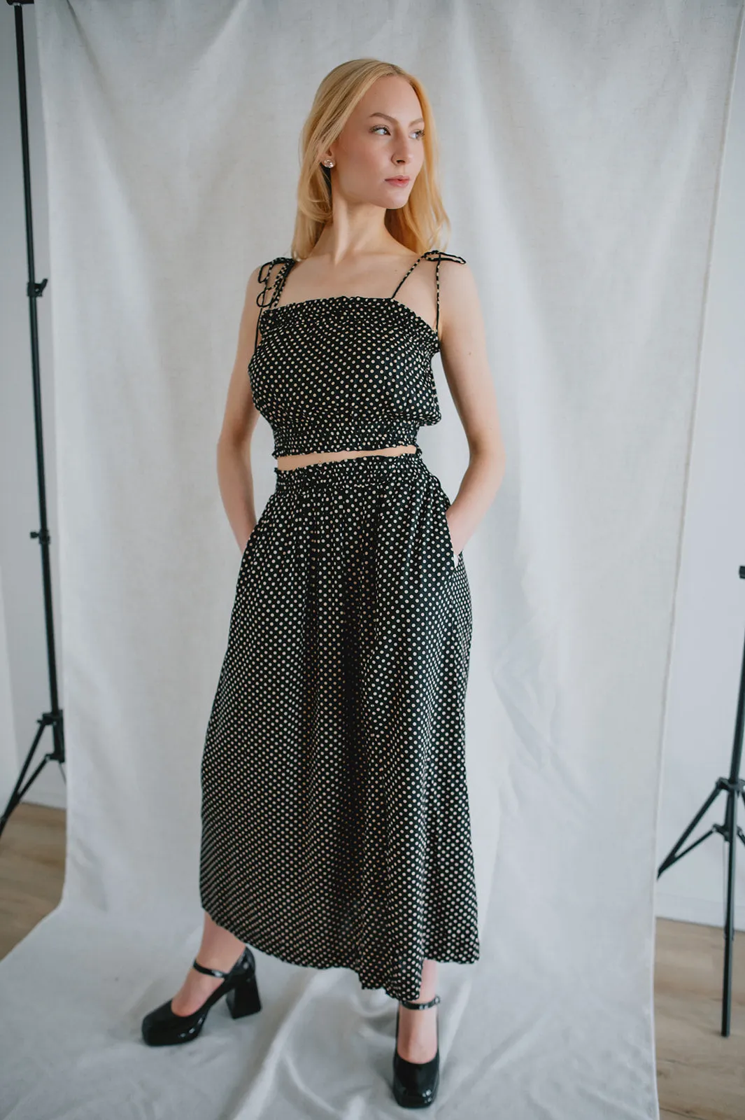 The Kelvin Tank by Saltwater Luxe - Black Polka Dot