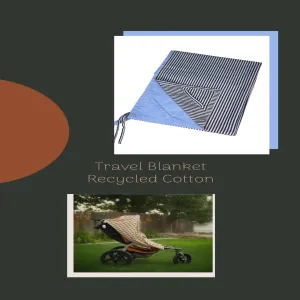 Travel Blanket - Recycled Cotton Blue & Pinstripe