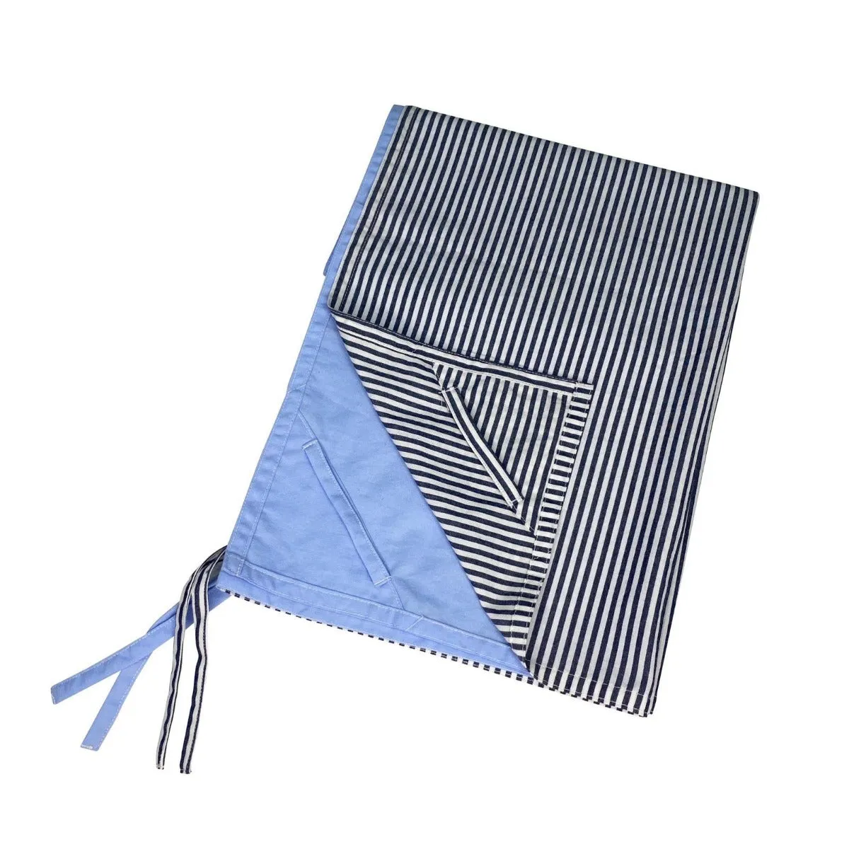 Travel Blanket - Recycled Cotton Blue & Pinstripe