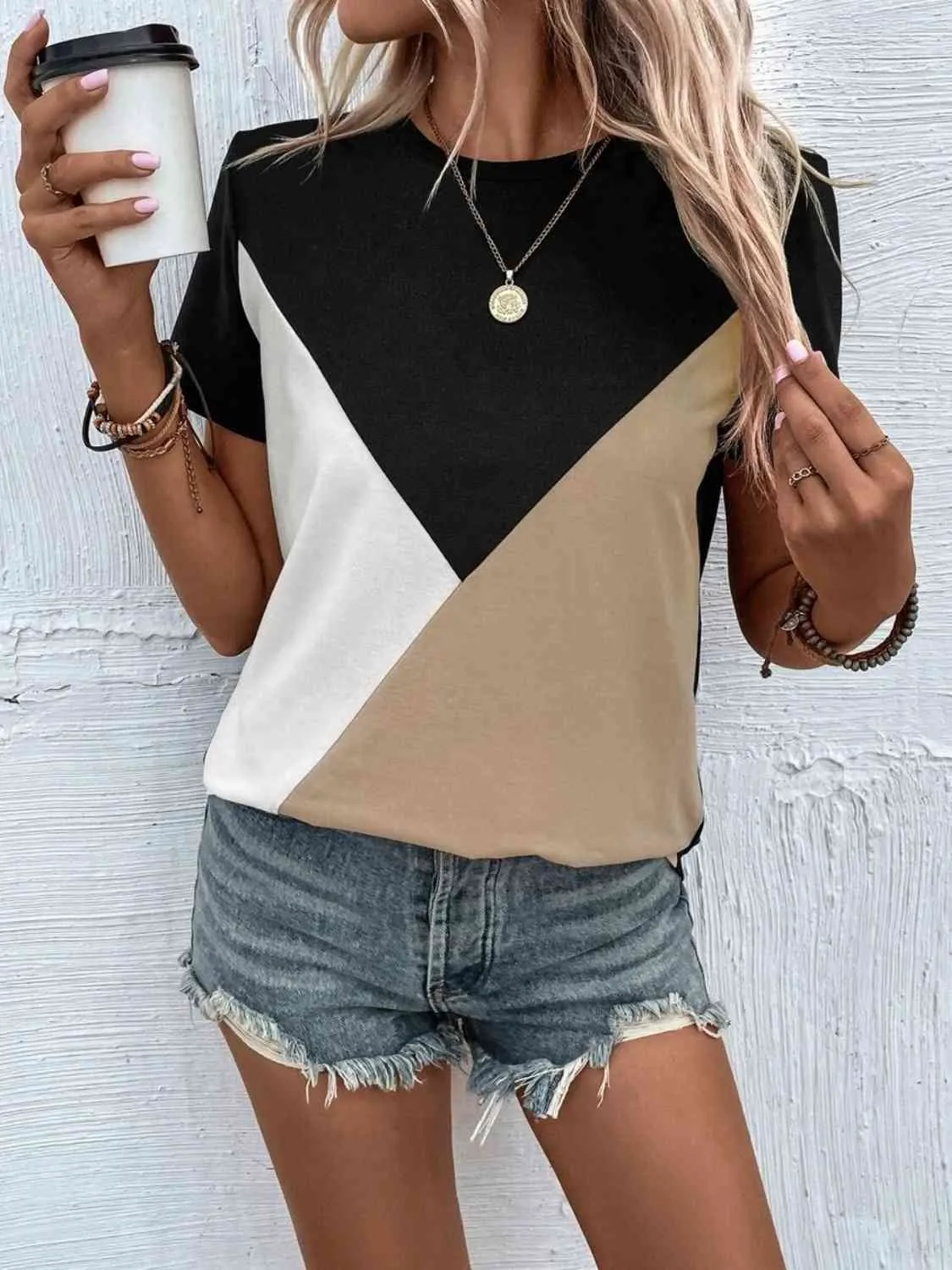 Trendy Color Block Blouse