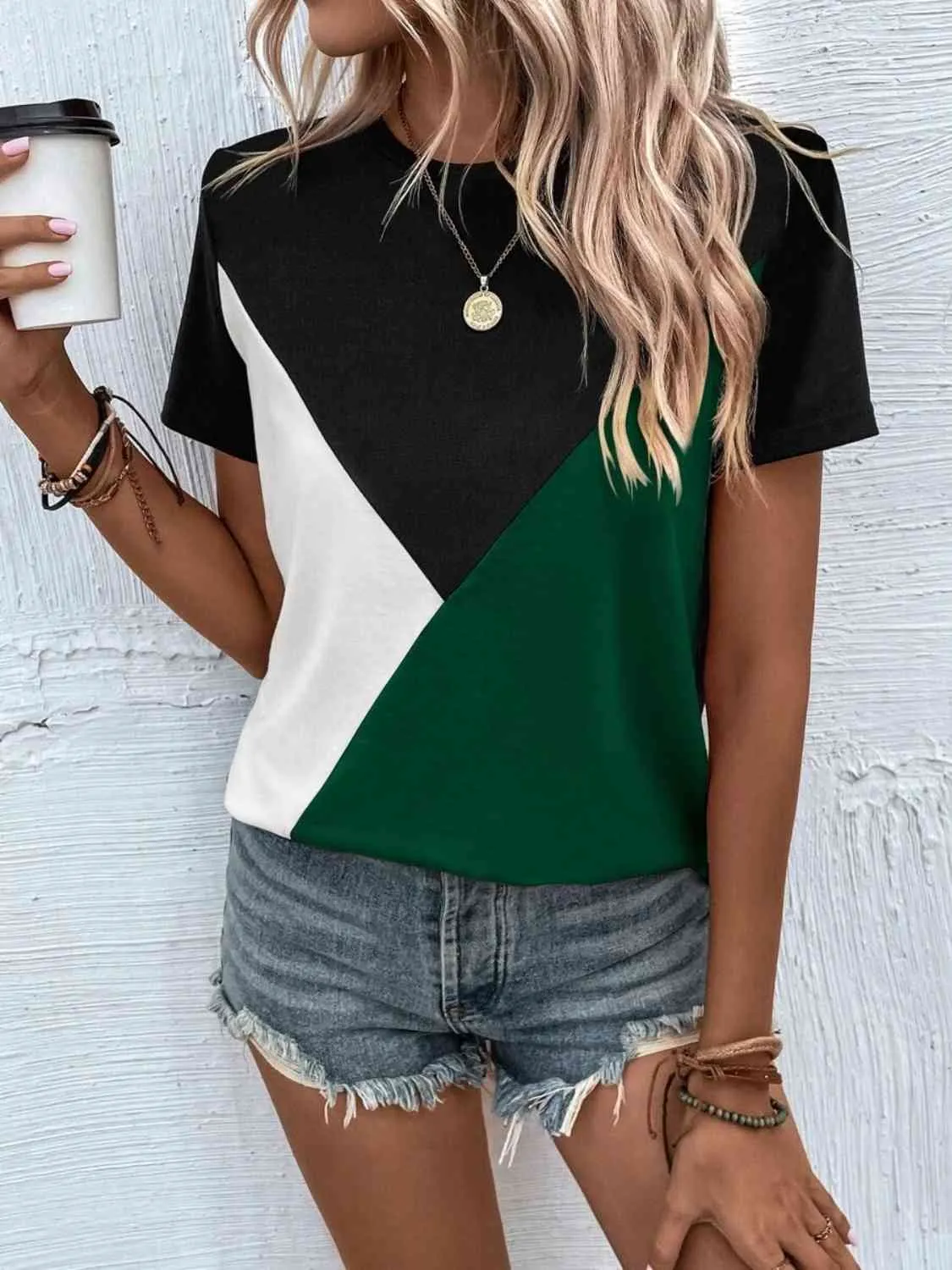 Trendy Color Block Blouse