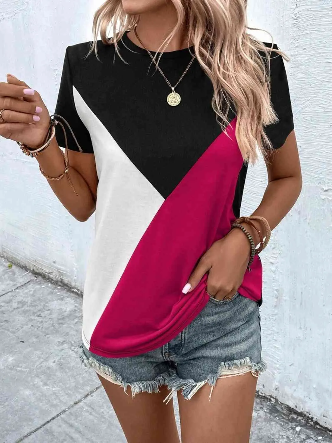 Trendy Color Block Blouse