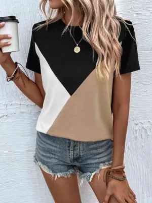 Trendy Color Block Blouse