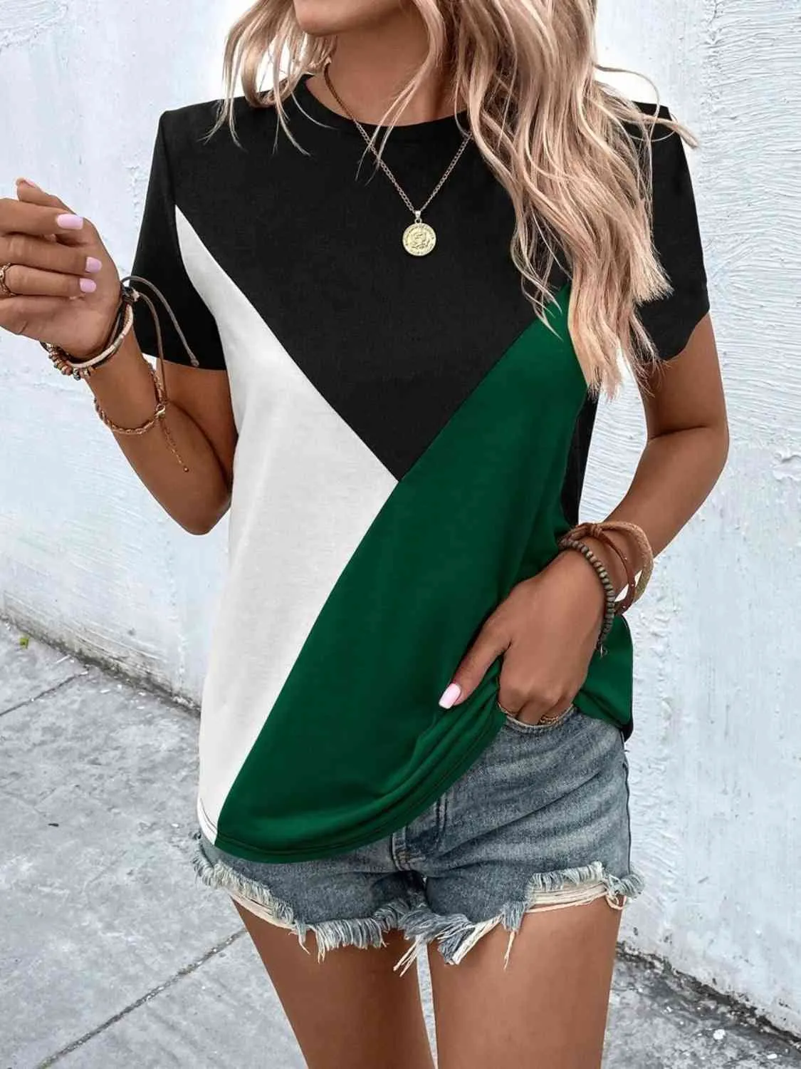 Trendy Color Block Blouse