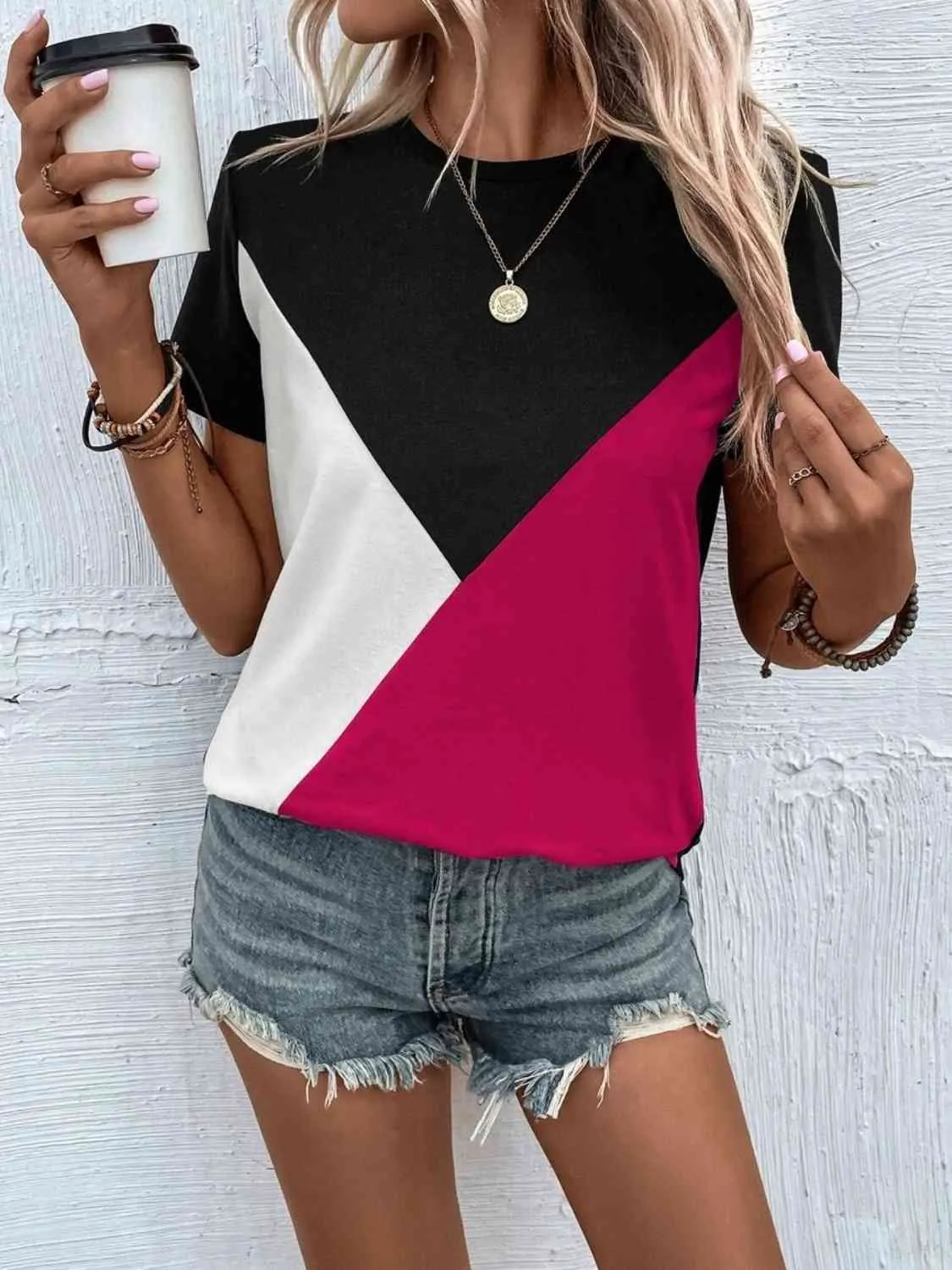 Trendy Color Block Blouse