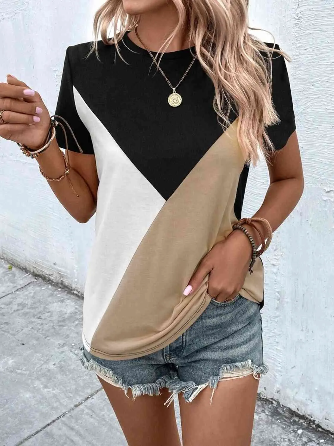Trendy Color Block Blouse