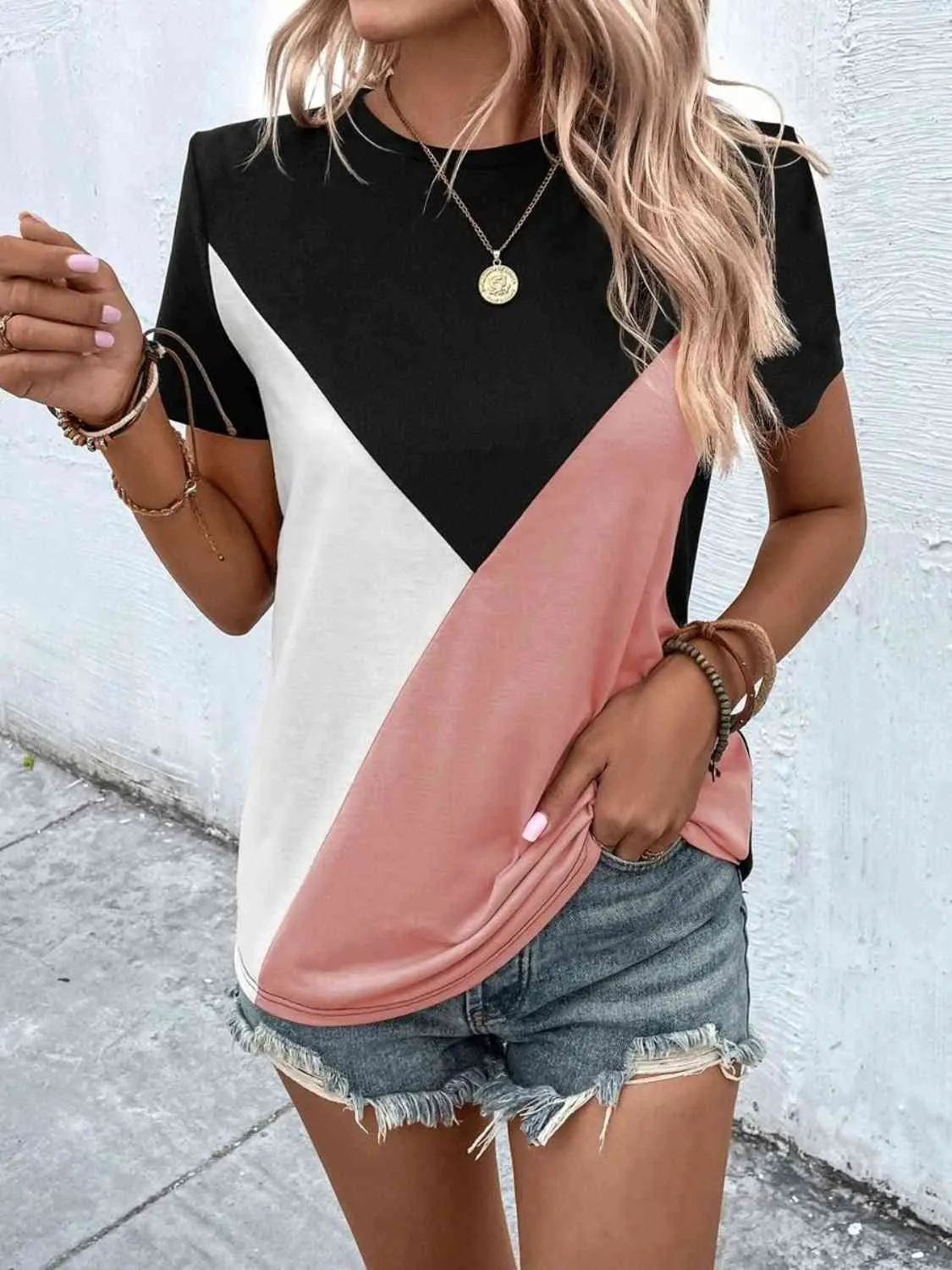 Trendy Color Block Blouse