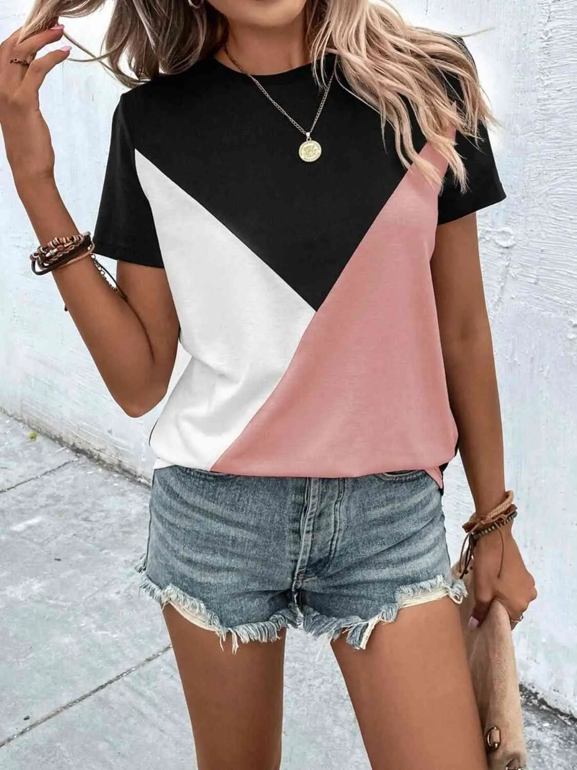Trendy Color Block Blouse